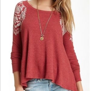 We the Free Free People Rockabilly Red Waffle Knit